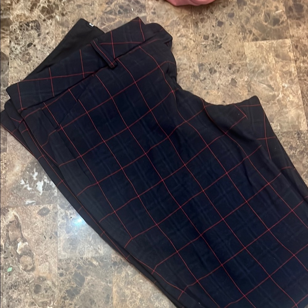 Black Pants with Red Plaid Pattern